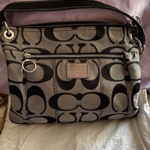 Coach Poppy Black and Gray with Purple Lining Coach Poppy Women's Bag